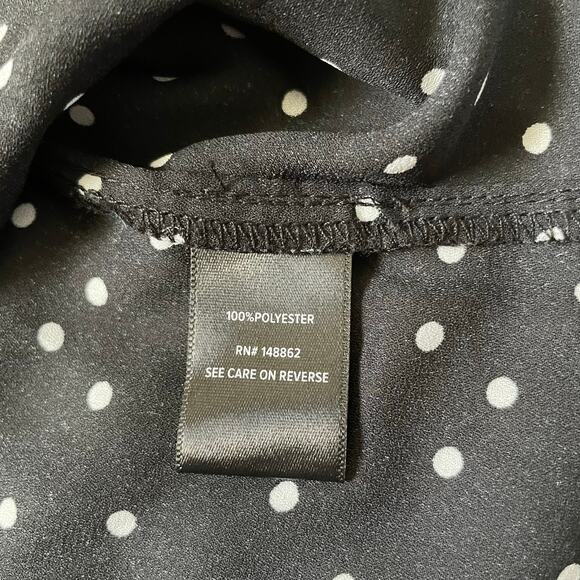 Torrid Polka Dot Button Up Blouse Ruffle Neck Long Sleeve Black & White - Picture 6 of 7